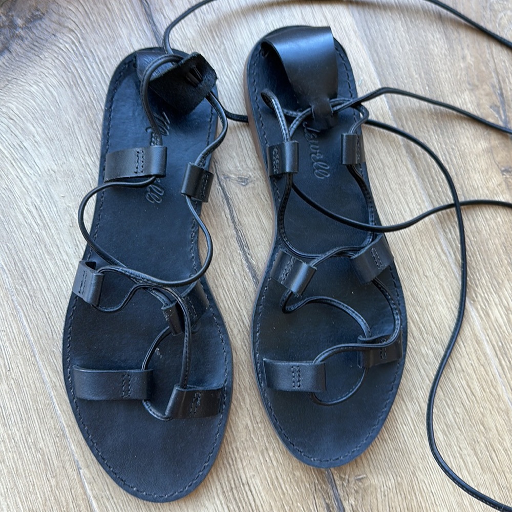 Madewell leather ankle lace-up sandals size 6.5 - Picture 2 of 4